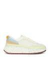 Chloé Chloe Womens Bone Nama Embroidered Leather Low-top Trainers In Cloudy Sky