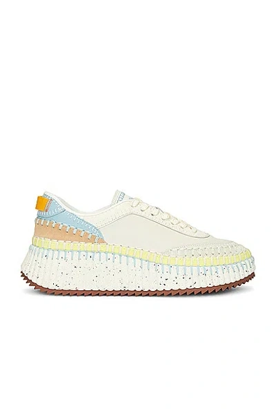 Chloé Chloe Womens Bone Nama Embroidered Leather Low-top Trainers
