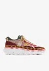 Chloé Nama Sneaker In Lower-impact Mesh In Cofe Brown