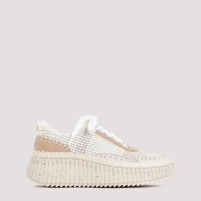 Chloé Nama Sneaker In Lower-impact Mesh 36 In Pearl Beige