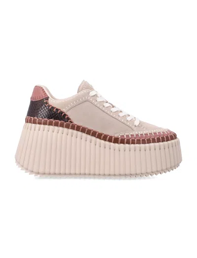 Chloé Nama Wedge Platform Sneakers In Neutral