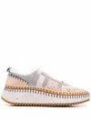 Chloé Nama Embroidered Suede And Recycled-mesh Sneakers