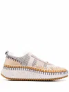 Chloé Nama Embroidered Suede And Recycled-mesh Sneakers