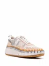 Chloé Nama Embroidered Suede And Recycled-mesh Sneakers In Beige