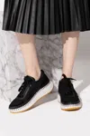 Chloé Nama Embroidered Suede And Recycled-mesh Sneakers In Black