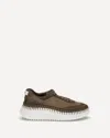 Chloé Nama Mixed Leather Low-top Platform Sneakers In Brown