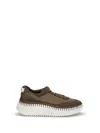 Chloé Nama Mixed Leather Low-top Platform Sneakers In Brown