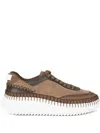 Chloé Nama Mixed Leather Low-top Platform Sneakers In Brown