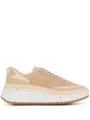 Chloé Nama Embroidered Suede And Recycled-mesh Sneakers In Brown