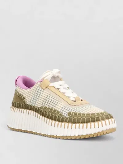 Chloé Nama Sneakers Contrasting Sole Round Toe In Multi