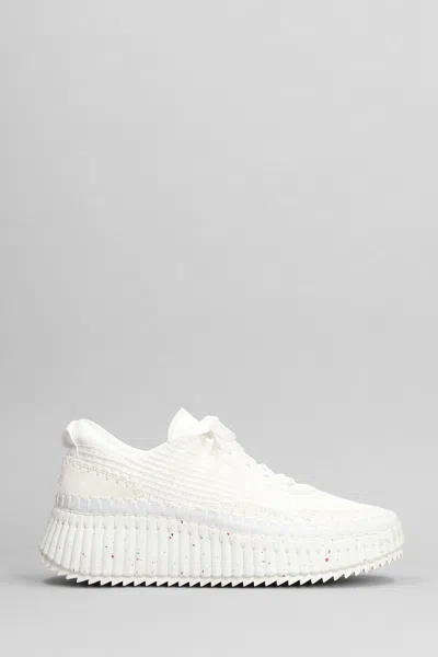 Chloé Nama Sneakers In White Cotton