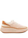 Chloé Low Top Sneakers Featuring Contrast Stitching And Textured Sole In Pink