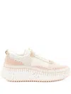 Chloé Nama Mesh Platform Sneakers In Sand