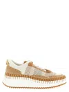 Chloé Mesh Nama Low-top Sneakers With Suede Inserts In Sand