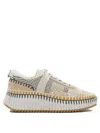 Chloé Chloe Nama Whipstitch-trim Low Top Sneaker In Neutral