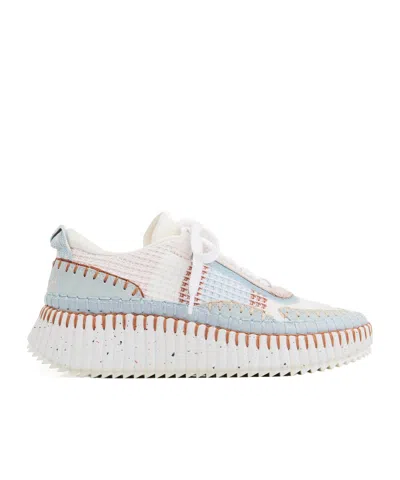 Chloé Nama Low-top Sneaker In Lower-impact Mesh In Delicate Blue