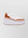 Chloé Chloe Nama Panelled Leather Flatform Sneakers In White