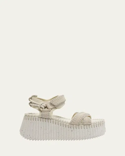 Chloé Nama Stitch Ankle-strap Flatform Sandals