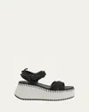 Chloé Nama Stitch Ankle-strap Flatform Sandals In Black