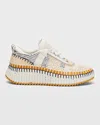 Chloé Nama Embroidered Suede And Recycled-mesh Sneakers
