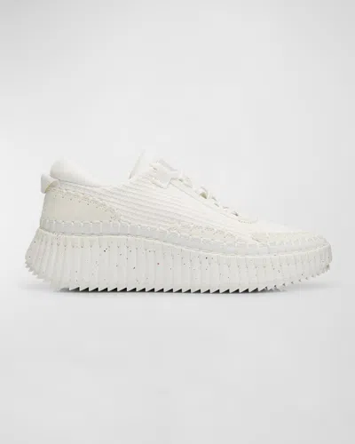 Chloé Nama Stitch Walking Sneakers In White