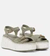 Chloé Nama Suede Platform Sandals In Green