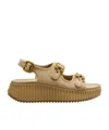 Chloé Chloe Nama Whipstitched Suede Wedge Sandals In Nude