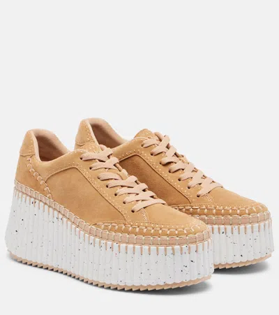 CHLOÉ CHLOE NAMA SUEDE PLATFORM SNEAKERS