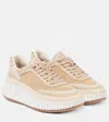 Chloé Nama Embroidered Suede And Recycled-mesh Sneakers In Beige