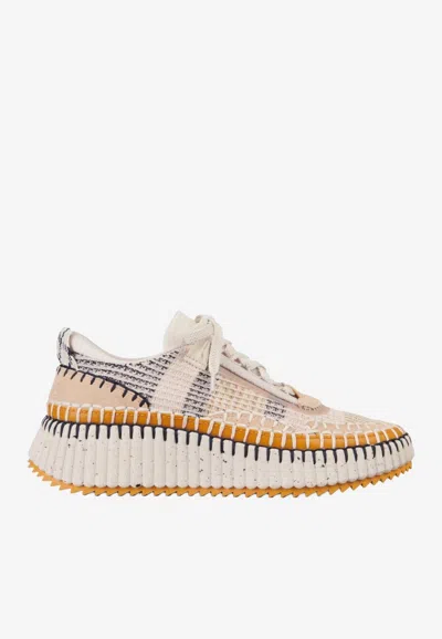 CHLOÉ NAMA SUEDE STITCHED SNEAKERS