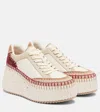 Chloé Nama Low-top Suede Sneakers With Leather Inserts In Neutral