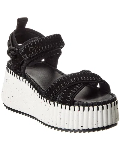 Chloé Nama Stitch Ankle-strap Flatform Sandals In Black
