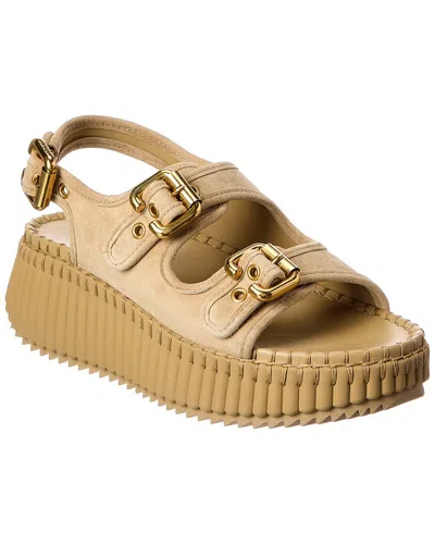 Chloé Nama Suede Wedge Sandal In Multi