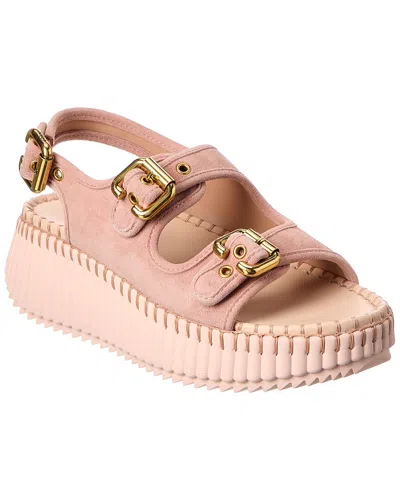 Chloé Chloe Nama Suede Wedge Sandal In Multi