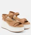 Chloé Platform Sandals With Textured Sole And Round Toe In Brown