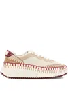 Chloé Nama Textured-sole Lace-up Sneakers In Neutral