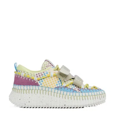 Chloé Nama Touch-strap Sneakers In White