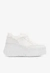 Chloé Platform Speckled Mix Leather Sneakers In White