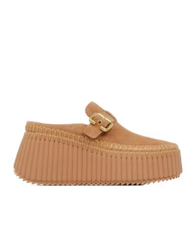 Chloé Nama Buckle-detail Whipstitch-trim Mules In Multi