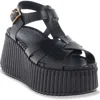 Chloé Leather Strappy Platform Wedge Sandals In Black