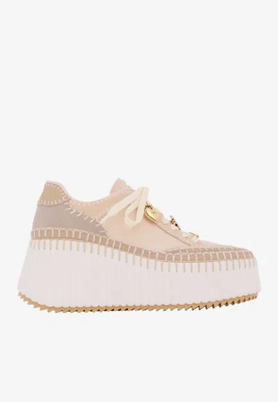 Chloé Nama Wedge Platform Sneakers In Brown