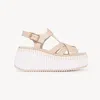 Chloé Nama Wedge Sandal Beige Size 4 100% Bovine Leather