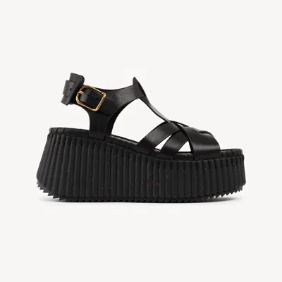 Chloé Nama Wedge Sandal In Black