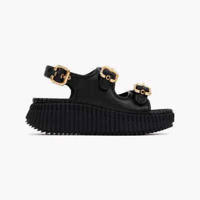 Chloé Nama Wedge Sandal In Black