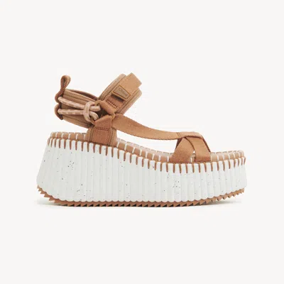 Chloé Nama Platform Wedge Sandal In 276 Smooth Tan