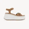 Chloé Platform Sandals With Textured Sole And Round Toe In Brown