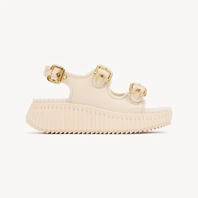 Chloé Nama Wedge Sandal In White