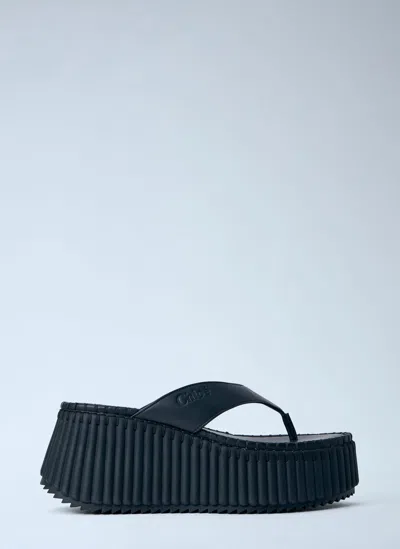 Chloé Platform Ridged-sole Sandals In Black