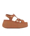 Chloé Women Leather Nama Platform Sandals In Multi