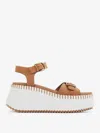 Chloé Isla 105 Calf Leather Wedge Sandals In Brown
